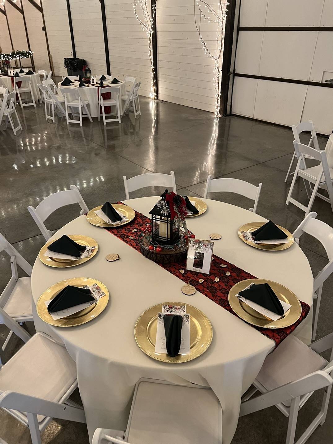 black, red, and gold tablescape