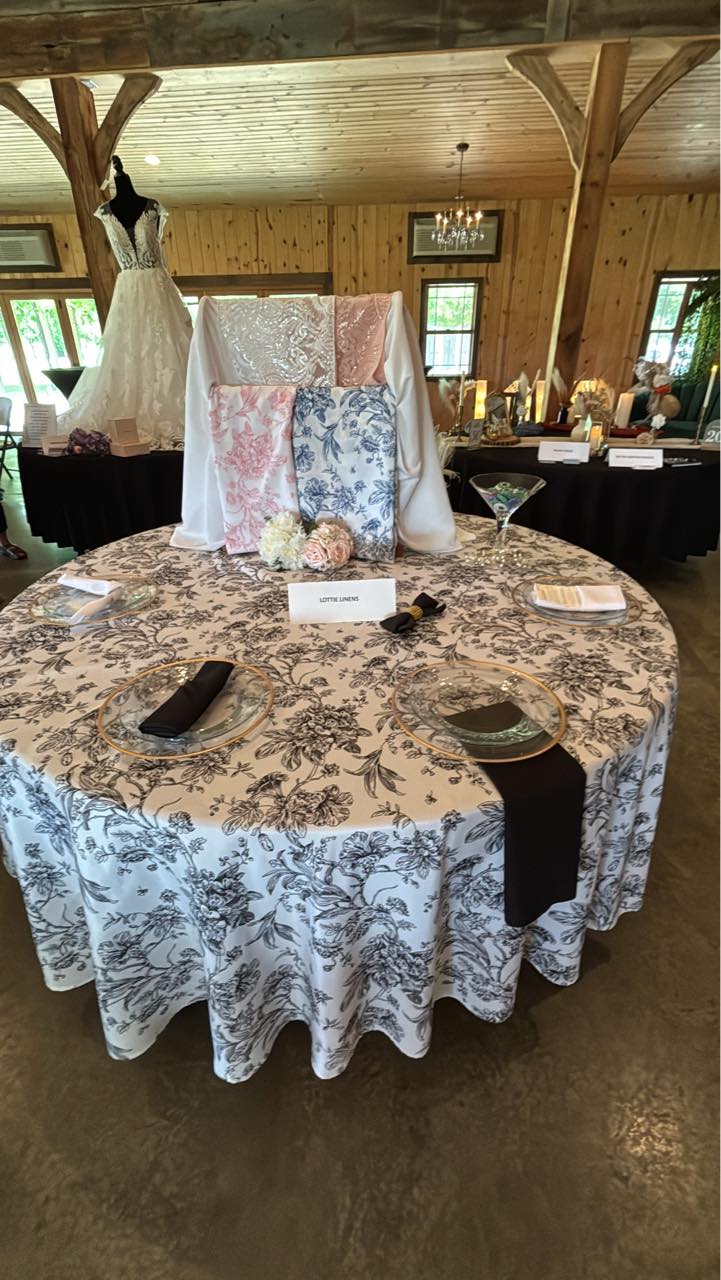 black damask table linen