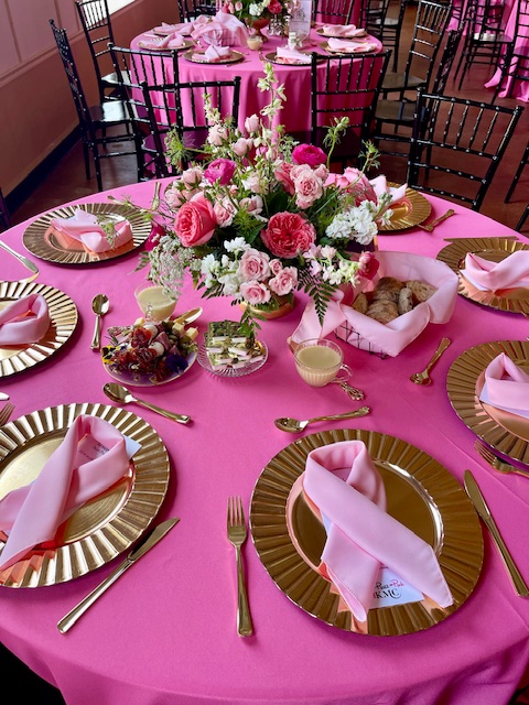 pink and gold breast cancer awareness fundraiser decor